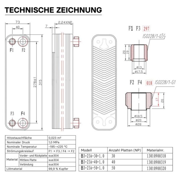 Deskový výměník 125 kW s 30 nerezovými deskami