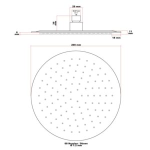 Kulatá nerezová hlavová sprcha Ø 20 cm se 70 tryskami