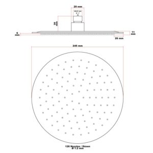 Kulatá hlavová sprcha 25 cm se 126 tryskami