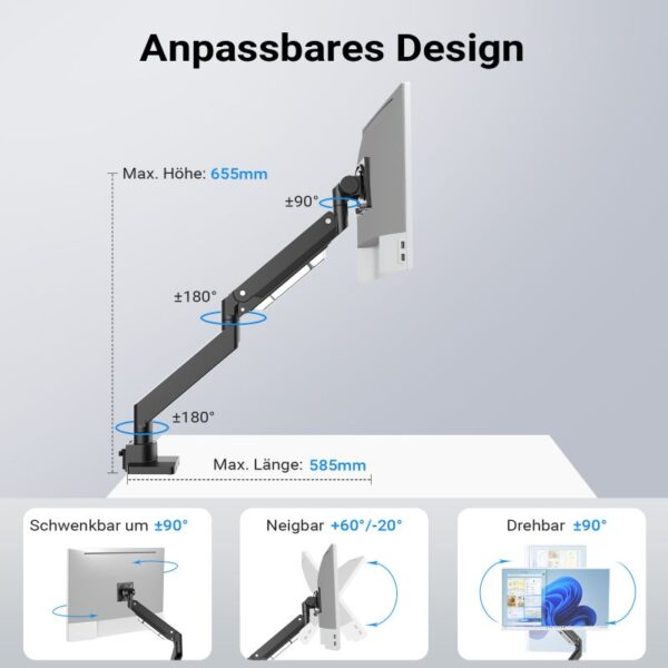 Stolní držák monitoru do 26 kg s VESA adaptérem