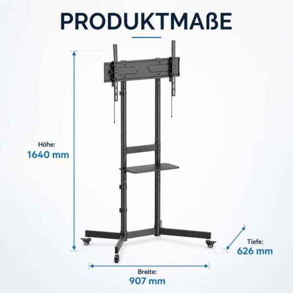 Pojízdný TV stojan 37–70 palců do 70 kg s policí